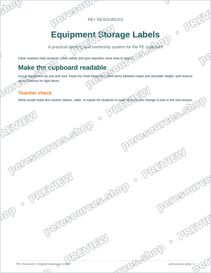 Equipment Storage Labels