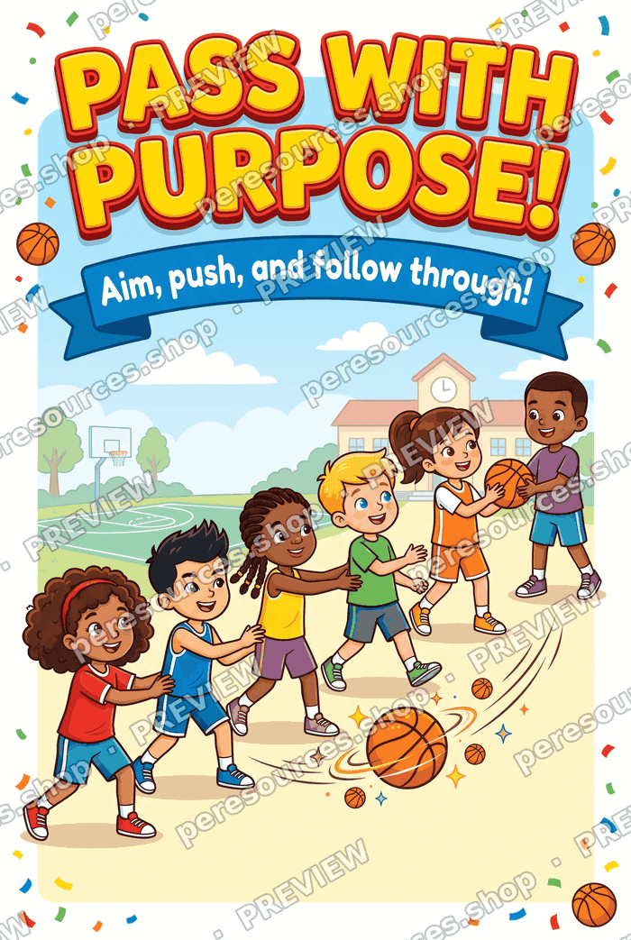 Pass With Purpose! Basketball Passing Poster