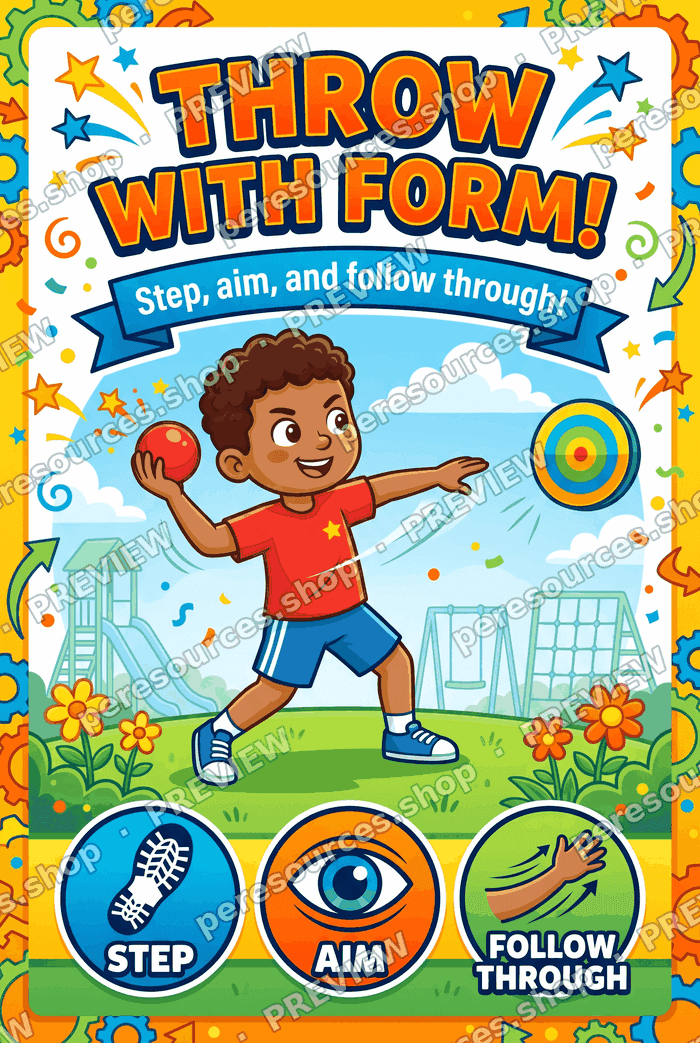 Throw With Form! Throwing Skills Poster