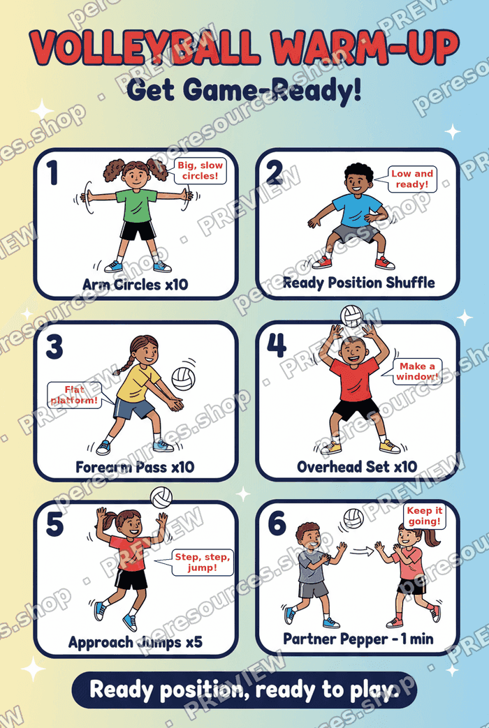 Volleyball Warm-Up Poster