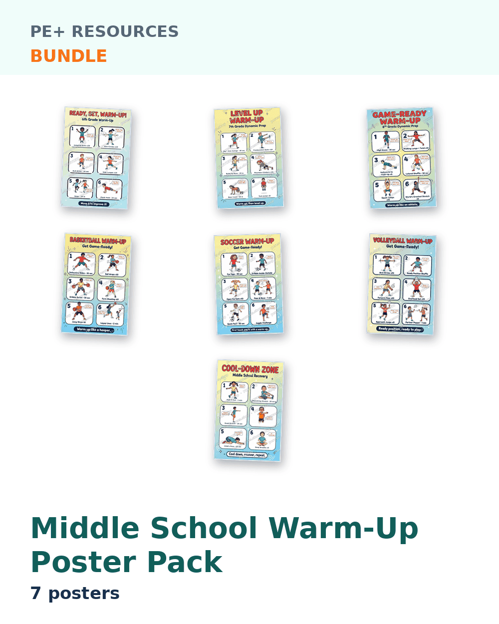 Middle School Warm-Up Poster Pack