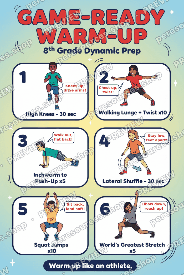 Game-Ready Warm-Up Poster (8th Grade)