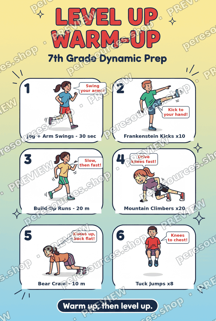 Level Up Warm-Up Poster (7th Grade)
