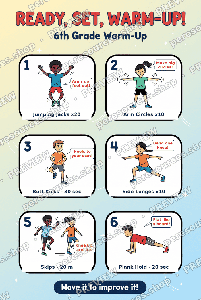 Ready, Set, Warm-Up! Poster (6th Grade)